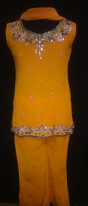 Kids Costumes to Hire - Indian Orange: Long Top with pants & scarf with sequin